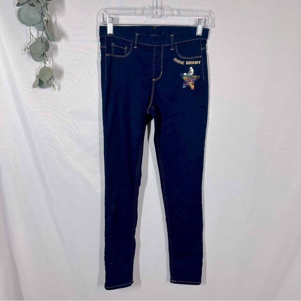 Wonder Nation | Skinny Jeans Pull On Elastic Waist Dark Wash Girls Size XL 14-16